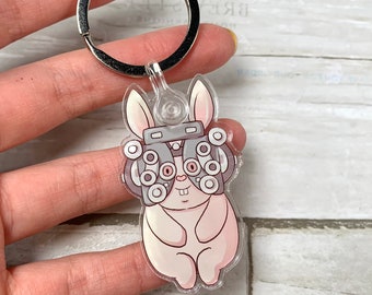 Optometry bunny rabbit phoropter eye exam optometrist student ophthalmology gift acrylic keychain