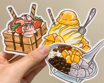 Taiwanese asian desserts foodie decal vinyl waterbottle laptop stickers