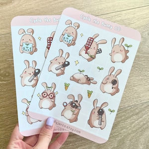 Optometry bunny rabbit decal planner bullet journal pastel stickers optometrist student