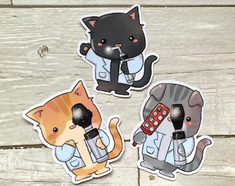 Optometría gafas para el cuidado de los ojos optometrista lindo gatito gato animal oftalmología regalo calcomanía botella de agua pegatinas para portátiles