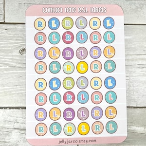 Optometrie contactlenslabels rechts en links stickerplanner bullet journal pastelstickers optometrist student