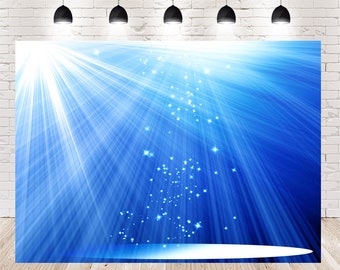 Blue Stage Lights Backdrop Birthday Students Photography Children Party Booth Prop