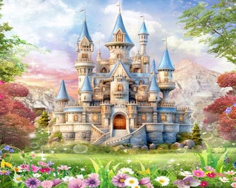 Château couleur fleurs enfants photo de fond stand de photographie arrière-plans d'anniversaire nouveau-né pour accessoires de fête