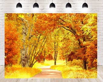 Autumn Maple Trees Road Photography Backdrop for Studio Booth