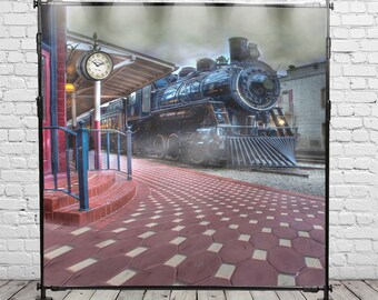 Cenário fotográfico vintage para estação de trem: recém-nascidos, crianças, casamento