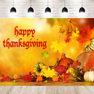 Happy Thanksgiving Photo Backdrops Booth Harvest Pumpkin and Dry Leaves Photography Kids Birthday Studio Backgrounds for Festival Party Prop