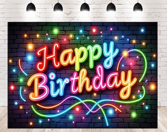 Mur de briques coloré joyeux anniversaire en toile de fond : photographie de fête d'enfants