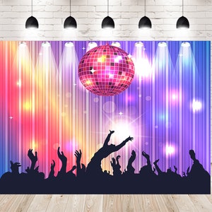 Night Lights Disco Stage Birthday Banner Photo Backdrops Booth Photography Seamless Studio Backgrounds for Music Party Props