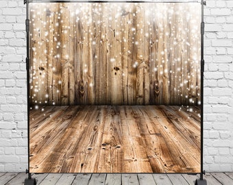 Winter Wooden Texture Photography Backdrop, Snowflake New Year Photo Booth