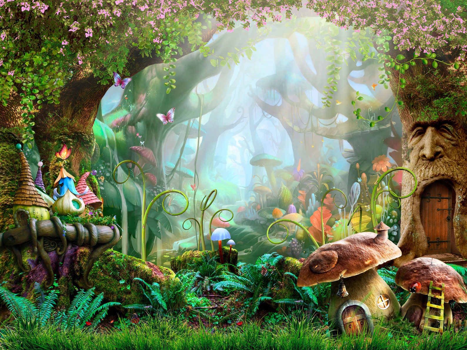 Cartoon Magic Fairy Tale Forest Tree Photo Backdrops Booth - Etsy