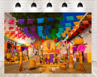 Day of The Dead Photo Backdrop, Mexican Street Decoration