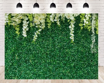 Cenário floral verde para casamento: adereço para cabine de estúdio fotográfico