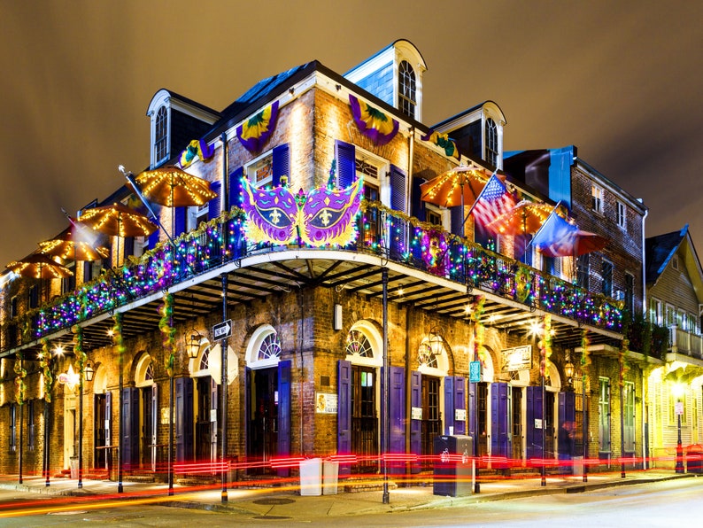 New Orleans Louisiana Photo Backdrops Pubs and Bars Colorful Lights and