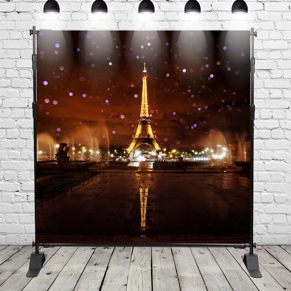 Night Light Paris Eiffel Tower Photo Backdrops Booth Bokeh Spot Photography Studio Roamntic Backgrounds for Travel Birthday Party