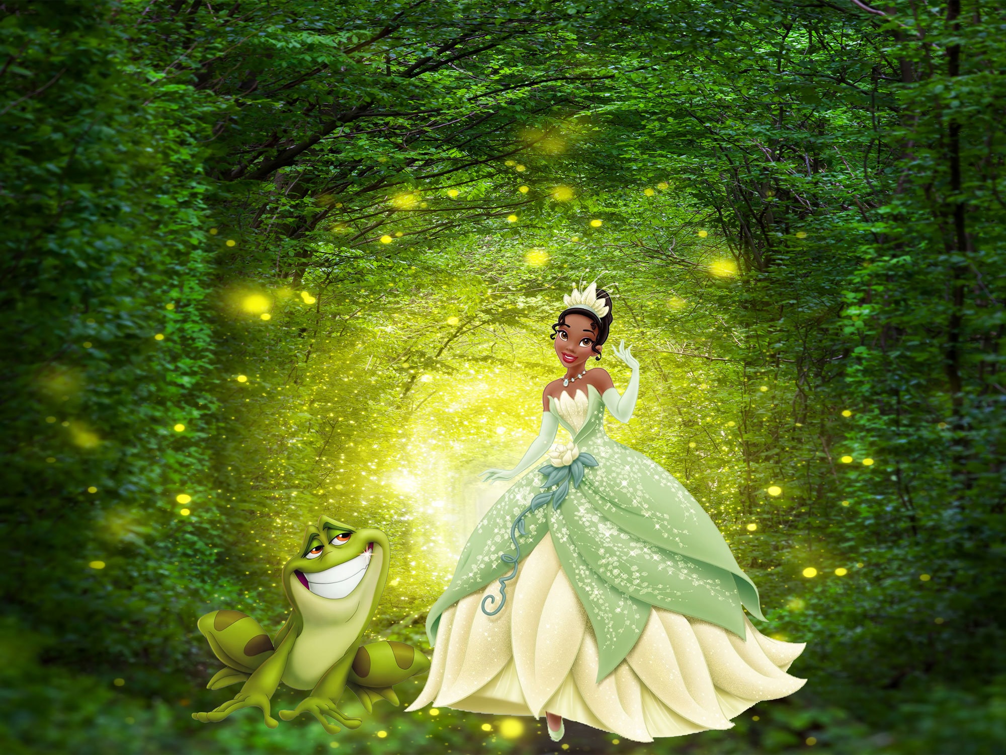 Princess and Frog Green Forest Lights Photo Backdrops Booth Photography ...