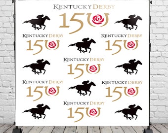 150th Kentucky Derby Sport Horse Photo Booth Studio Backgrounds Roses Flowers Steps and Repeat Photography Backdrops for Birthday Prop