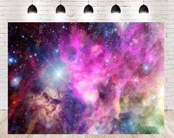 Amazing Galaxy and Stars Shining Magic Sky Photo Backdrops Booth Photography Watercolor  Newborn Studio Backgrounds for Birthday Party Props