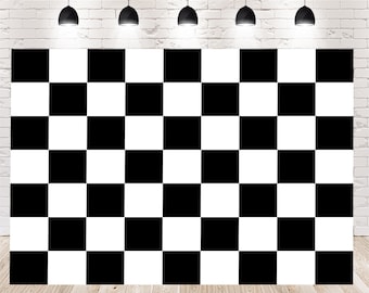 Toile de fond murale à damier noir et blanc Stand de photographie arrière-plans de studio d'anniversaire de bébé nouveau-né pour accessoires de fête d'enfants