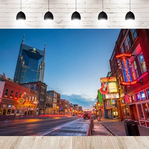 Neon Lower Broadway Area Nashville Photo Backdrops Booth Photography Children Studio Backgrounds for New Orleans Party Props