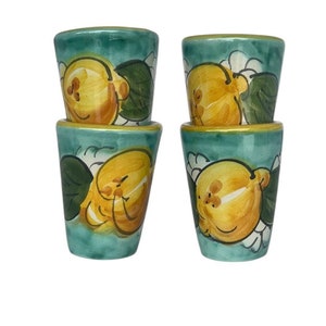 Hand Painted Lemon Shot Glasses: Italian Ceramic Limoncello Set
