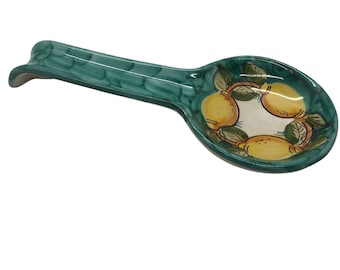 Italian Ceramic Spoon Rest decorated Lemon Made in Italy