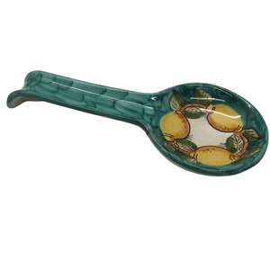 Italian Ceramic Spoon Rest decorated Lemon Made in Italy