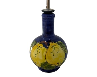 Ceramic Olive Oil Bottle | Italian Pottery | Oil Decanter Lemon Design | Cruet Made in Italy