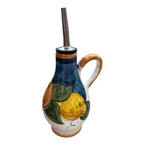 Ceramic Olive Oil Bottle | Italian Decanter Fruit Design | Cruet Made in Italy | Oil bottle with Handle