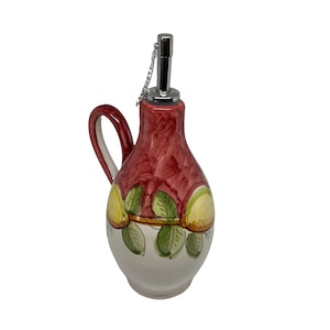 Ceramic Olive Oil Bottle | Italian Pottery | Oil Decanter Lemon Design | Cruet Made in Italy