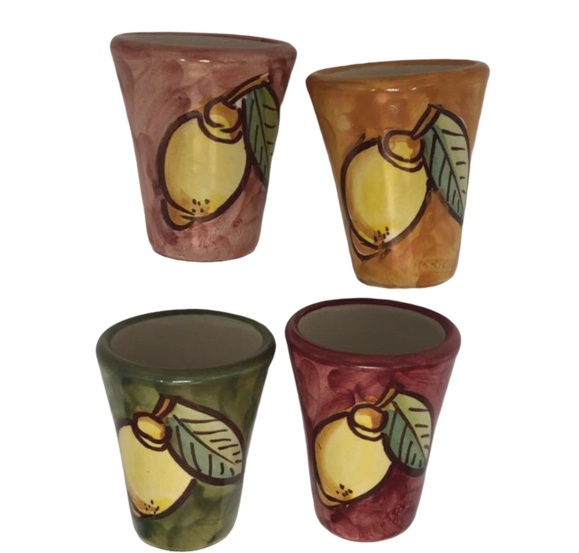 Italian Ceramic Limoncello glasses Set of 4 | Etsy
