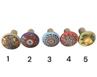 Handgemachter Keramik Wein Stopper | Italienischer Weinkorken | Vietri Sul Stute Geschenk | Handbemalter Flaschenverschluss | Amalfiküste Tischdekoration