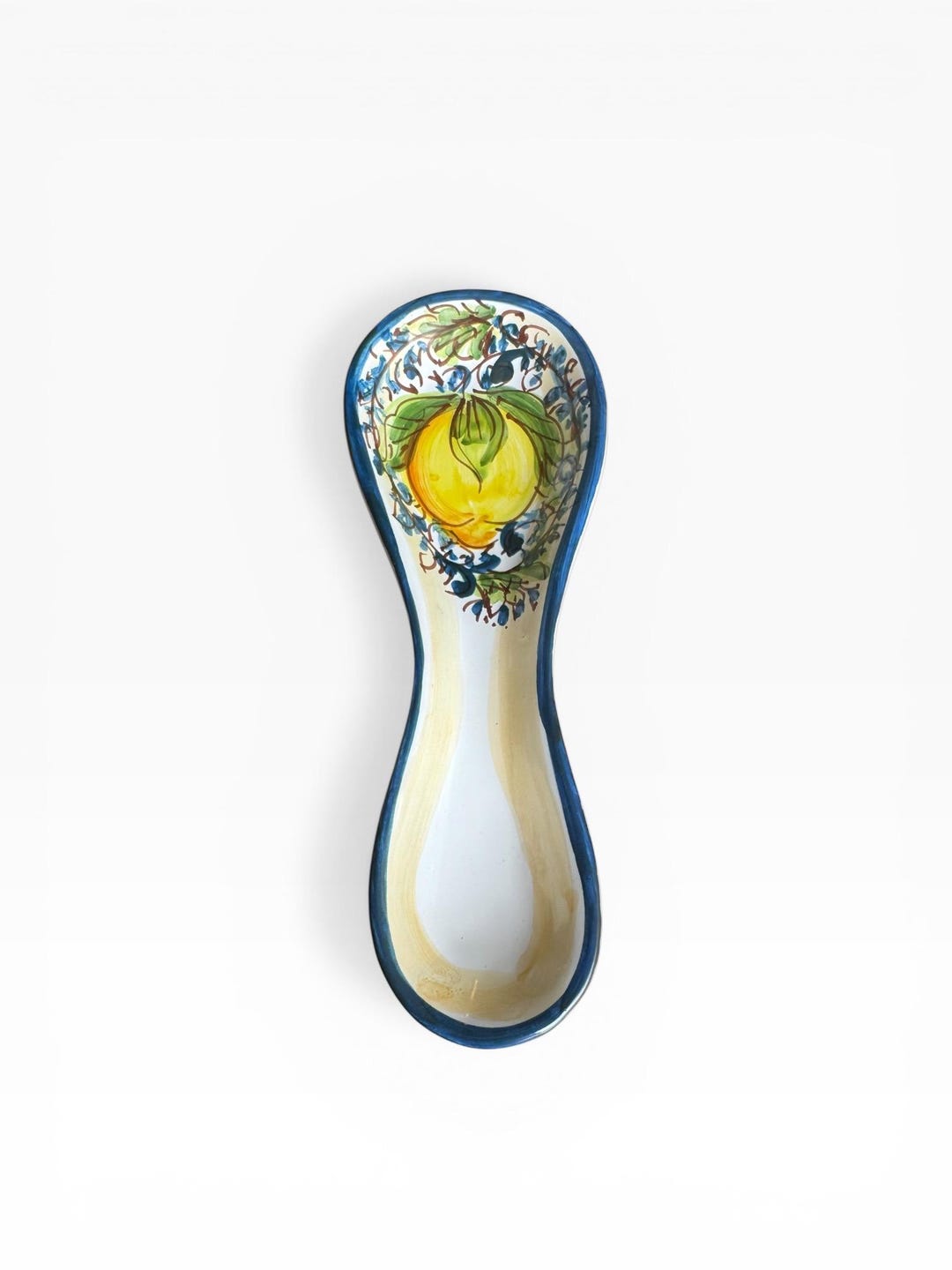 Italian Ceramic Spoon Rest, Hand Painted Lemon Spoon Rest, Made in ...