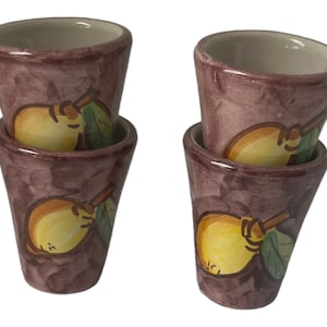 Hand-Painted Limoncello Shot Glasses: Italian Ceramic Lemon Cups