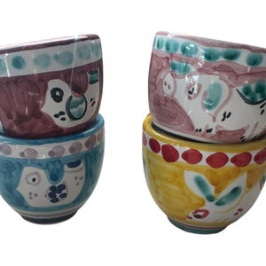 Espresso Cup Set of 4 | Vietri Style Ceramic Cups | 2 oz Italian Coffee Cups| Coffee lover gift set | Made in Italy Pottery