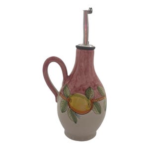 Hand-Painted Italian Ceramic Olive Oil Bottle: Lemon Decor