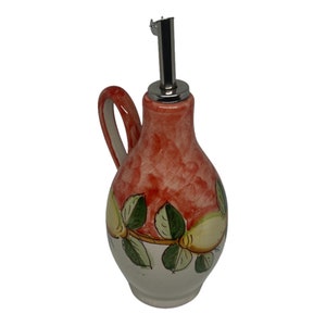 Ceramic Olive Oil Bottle | Italian Pottery | Oil Decanter Lemon Design | Cruet Made in Italy