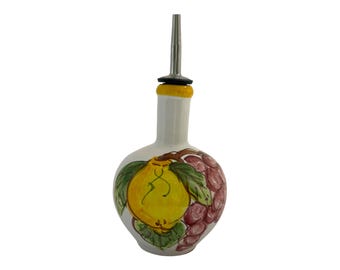 Botella de aceite de oliva de cerámica: Decantador de cerámica italiana pintado a mano
