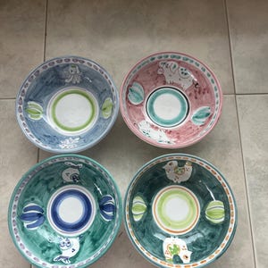 Handmade Italian Ceramic Bowls Set: Vietri Style Animal Plates