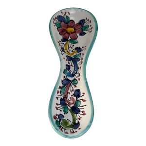 Ceramic Spoon Rest | Decorated Flower Pottery | Made in Italy | Italian Houseware