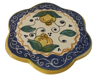Hand-Painted Ceramic Trivet: Vietri Amalfi Coast Lemon Design