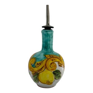 Hand-Painted Ceramic Olive Oil Bottle: Italian Lemon Cruet