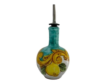 Hand-Painted Ceramic Olive Oil Bottle: Italian Lemon Cruet
