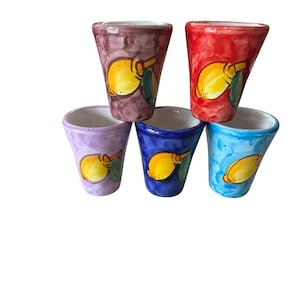Hand-Painted Limoncello Shot Glass Set: Italian Ceramic Liqueur Cups