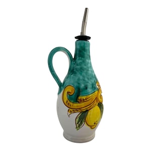 Hand-Painted Ceramic Olive Oil Cruet: Italian Pottery Decanter (16.9 oz)