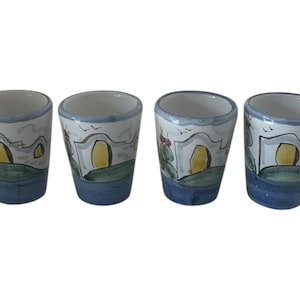 Hand Painted Ceramic Limoncello Shot Glasses - Vietri Italy, Set of 4