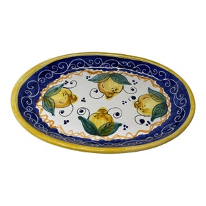 Ceramic Oval Platter | Vietri Style Pottery |Appetizer Plate | Oval Tray | Wall Decor with Lemons | Pottery Made in Italy | Italian Gifts