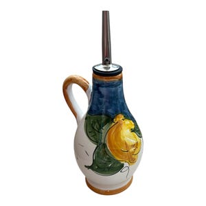 Ceramic Olive Oil Bottle | Italian Decanter Lemon Design | Cruet Made in Italy | Oil bottle with Handle