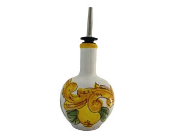 Hand-Painted Ceramic Olive Oil Bottle: Italian Lemon Cruet