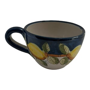 Hand-Painted Ceramic Cappuccino Cup: Lemon Pottery, Made in Italy