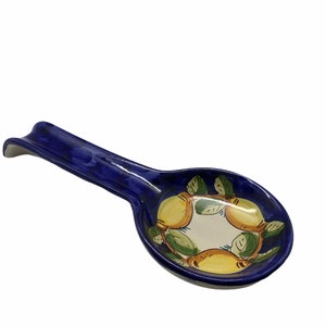Italian Ceramic Spoon Rest decorated Lemon Made in Italy